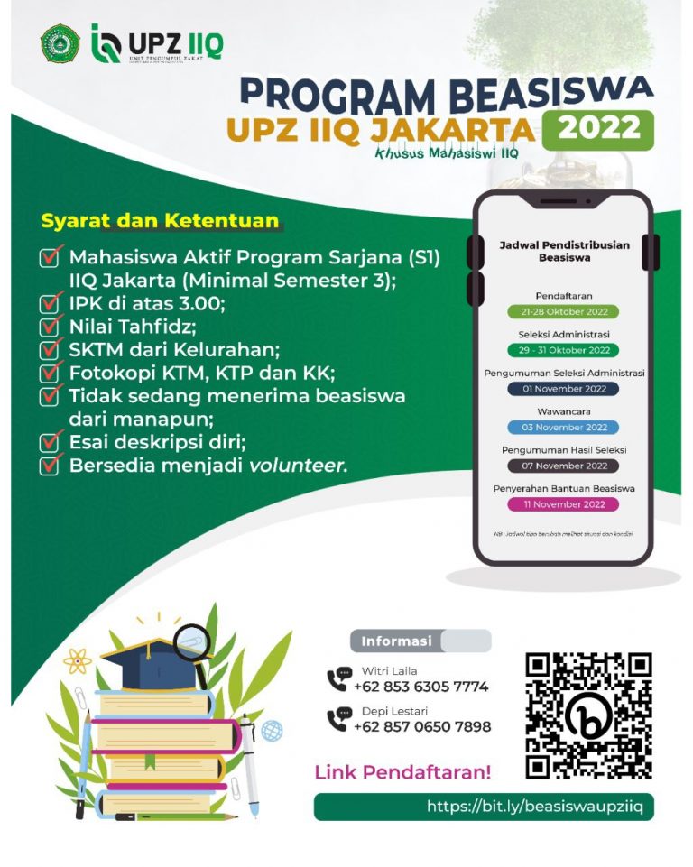 Segera mendaftar, Program Beasiswa UPZ IIQ Jakarta Resmi Dibuka