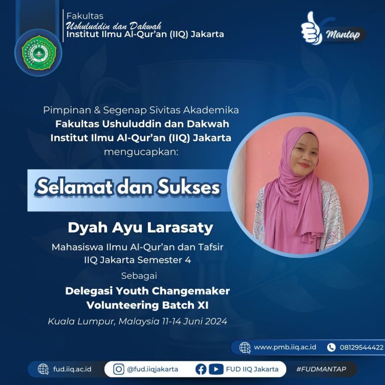 Mahasiswi IIQ Jakarta Dyah Ayu Larasaty Berangkat ke Malaysia sebagai Delegasi Youth Changemaker