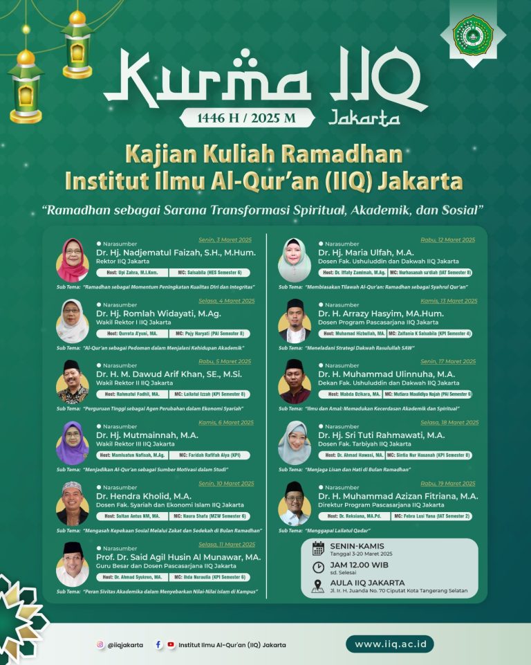 Kajian Kuliah Ramadhan (Kurma) IIQ Jakarta 2025: Memperdalam Transformasi Spiritual, Akademik, dan Sosial Melalui Al-Qur’an