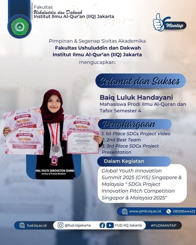 Mahasiswa IIQ Jakarta Raih Prestasi Internasional di Ajang Global Youth Innovation Summit 2025