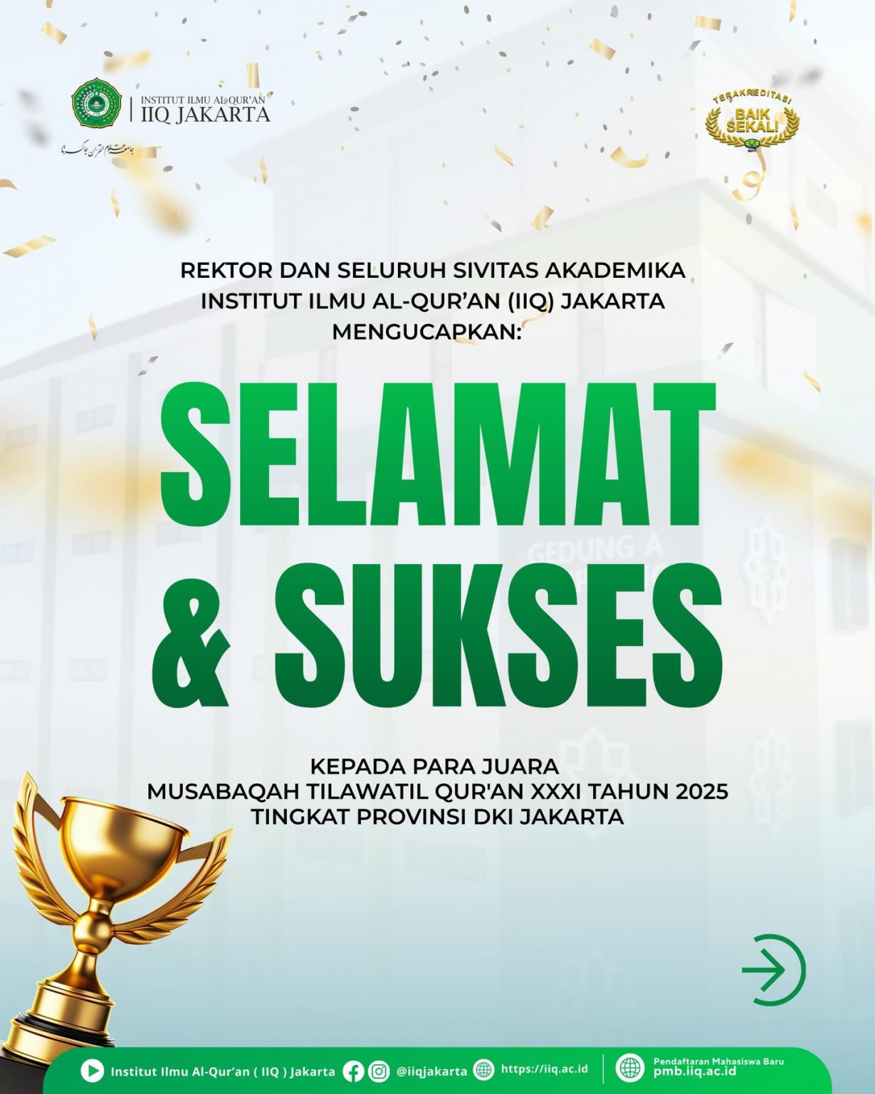 Mahasiswi dan Alumni IIQ Jakarta Raih Prestasi Gemilang pada MTQ XXXI Provinsi DKI Jakarta 2025