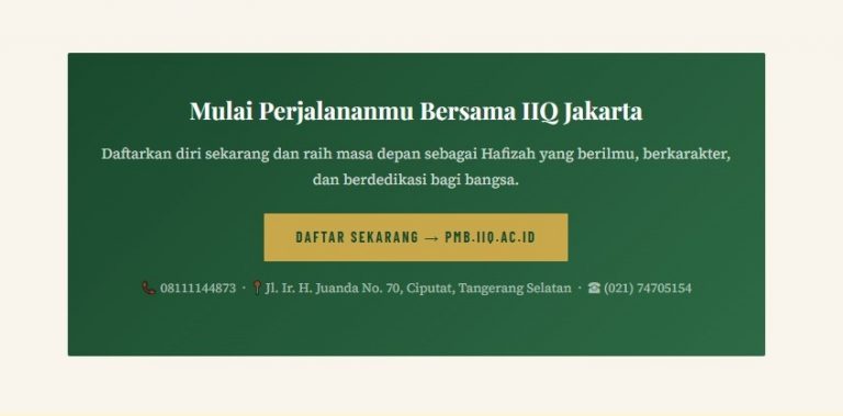 IIQ Jakarta Masih Buka PMB 2026/2027: Kampus Perempuan Islam Pertama di Indonesia Cetak Hafizah Berprestasi Dunia