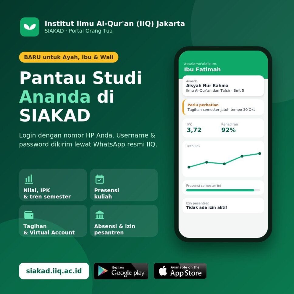 Langkah Baru IIQ Jakarta: Permudah Orang Tua Pantau Studi Mahasiswa Lewat SIAKAD